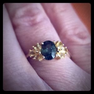 14K Green & Golden Yellow Tourmaline Ring